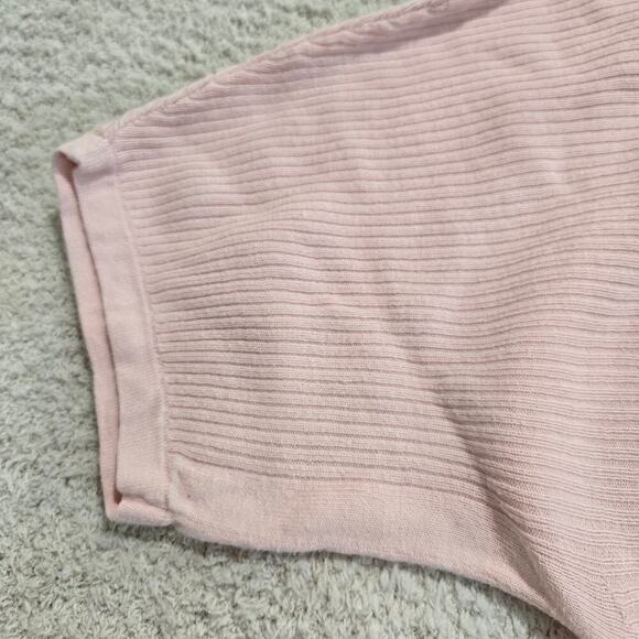 Talbots Short Sleeve Ribbed Knit Top Sweater Sz M Pink Minimalist Capsule - Picture 3 of 9